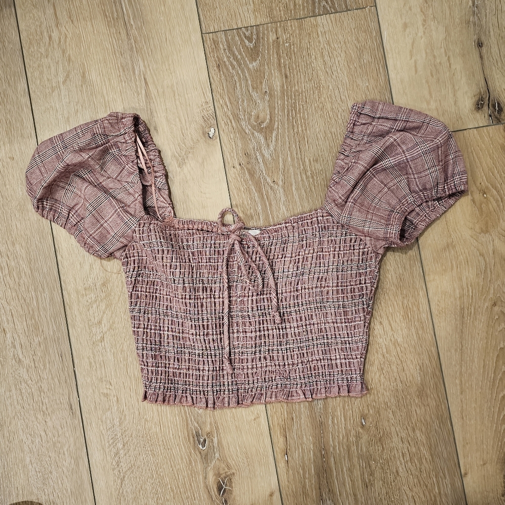Patterned Puff Crop Top